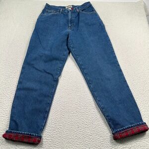 L.L. Bean Straight Leg Jeans with Red Plaid Lining